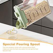 Recipiente hermético para alimentos, reutilizable, con tapa de plástico, organizador para cereales (1 unidad x 2,8 L - Verde cristal)