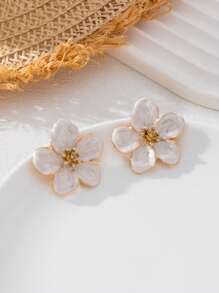 Juego de 5 piezas con forma de flor que incluye pulsera, anillo, collar y aretes