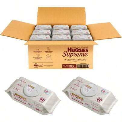 Toallitas para bebés, 960 piezas por caja (12 paquetes, cada paquete contiene 80 piezas)