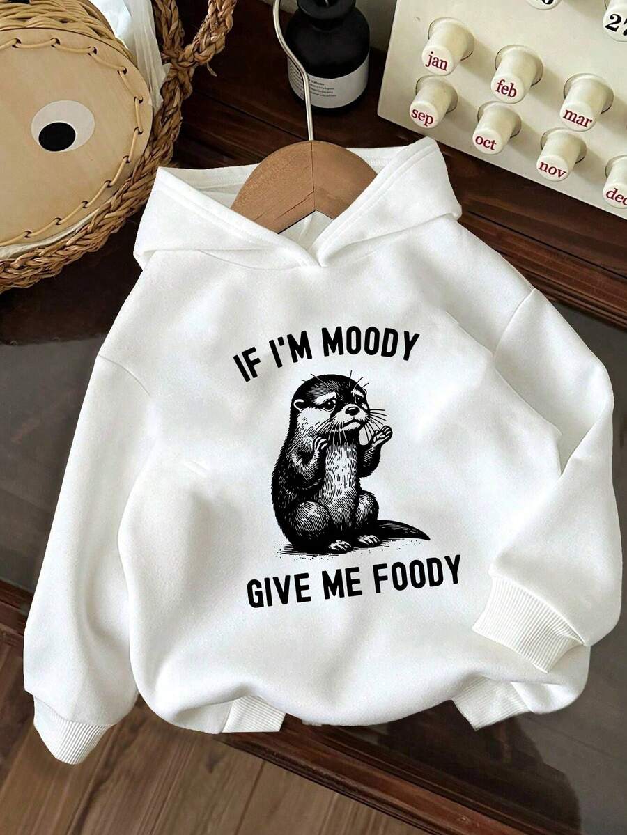 Girls' Hooded Sweatshirt Casual Printed Pattern Loose Sweatshirt Children's Clothing - Vitt - Visa 1