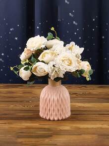 1 pieza Jarrón de plástico creativo con decoración de cuerda, estilo europeo para decoración del hogar, jarrón de vidrio de estilo Ins para decoración de habitación - Celeste - Ver 9