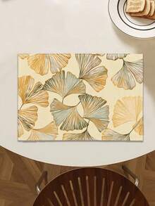 1 pieza Camino de mesa con estampado de hoja de arce, 4 piezas Individuales con estampado de hoja de arce, adecuado para fiestas, cumpleaños, cenas, decoración de cocina y comedor, decoración de mesa para el hogar y la vida en todas las estaciones - Multicolor - Ver 10