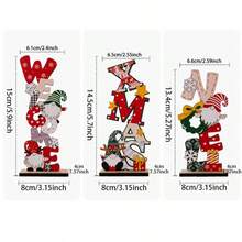 1/3 piezas Decoraciones de escritorio de madera navideñas: Adornos creativos con letras del alfabeto en inglés para la decoración navideña del hogar y las fiestas de vacaciones como decoraciones de mesa