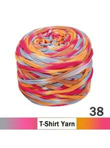 2/1 pieza Hilo de camiseta degradado, grande 300g/unidad - 2cm de ancho, hilo tejido de punto, suave y versátil para manualidades DIY, usado para ganchillo y tejido de bolsos, cojines, muñecas, mantas de almacenamiento, zapatillas, proyectos de ganchillo artesanal, disponible en múltiples colores, hilo multicolor, hilo de poliéster, hilo acrílico, hilo de ganchillo, hilo para manualidades, bolas de hilo vibrante, material de manualidades versátil, accesorios y suministros de tejido