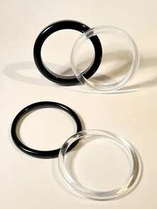 4pcs/Set Unique Design Transparent & Black Resin Bangle Bracelet Set For Women, Elegant For Party, Daily Outfit Matching Dresses, Suitable As Gift For Friends And Family - Multicolor - View 7