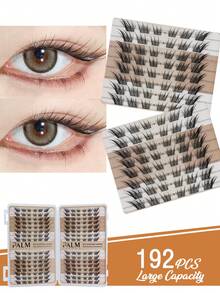 192Pcs/288Pcs Brown/Black Lash Clusters Manga Lash Clusters Fairy Cat Eye Lash Clusters Natural Fox Eye Eyelashes Clusters Wispy C Curl Cluster 8-12-14MM Eyelash Extensions Anime DIY Individual Lashes Natural Look By PALM LASHES, Left And Right Lash Clusters, Eyelash Clusters, Individual Eyelashes, Lashes, Fake Lashes - C - View 6