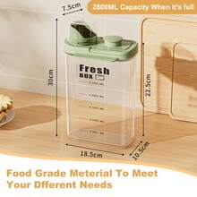 Recipiente hermético para alimentos, reutilizable, con tapa de plástico, organizador para cereales (1 unidad x 2,8 L - Verde cristal)