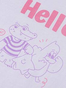 Balabala Set de 2 piezas de pijama de algodón con estampado de letras y dibujos animados para niños y niñas preadolescentes, novedad primavera 2025 - tono morado blanco - Ver 7
