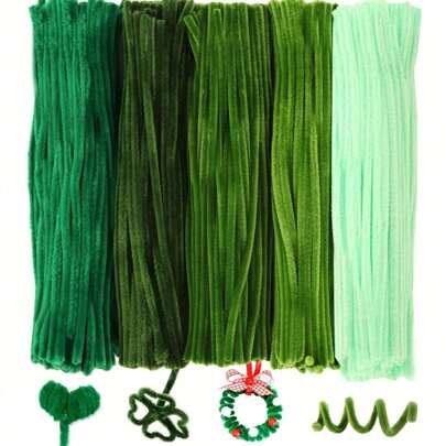 50/100/250pcs Pipe Cleaning Tool Craft, Green Pipe Cleaner, Chenille Pipe Cleaners Bulk Assorted For DIY Crafting Creative Projects