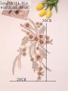 Handgefertigte 3D bestickte Perlenblumen Dekorative Applikationen, DIY Kleidungszubehör, Brautkleid Verzierungen, Größe: 30cm x 20cm