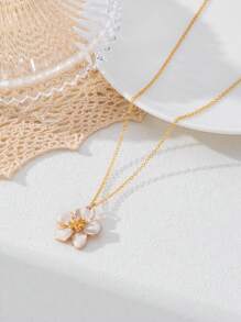 Juego de 5 piezas con forma de flor que incluye pulsera, anillo, collar y aretes