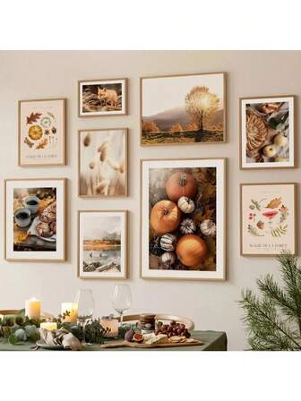 1pc Autumn Tree Pumpkin Reed Fox Coffee Landscape Posters Prints Canvas Painting Wall Art Pictures For Living Room Aesthetics Home Decor