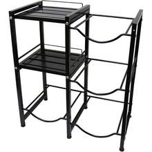 Soporte de estantería con estantes para 4 botellas de agua, organizador de acero duradero con 3 niveles con estantes de almacenamiento para vasos de cocina y oficina (negro) - Negro - Ver 6