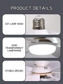 20.5英寸大型吊扇灯，带遥控器，40瓦灯座，E26/E27灯头，3档风速调节，色温3000K-6500K可调，灯座延长杆，适用于浴室、厨房和小房间 - 均碼 - 查看 9