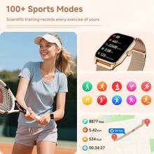 Hwagol Reloj inteligente de 1.95 pulgadas para mujeres y hombres, rastreador de fitness con llamadas Bluetooth, monitor de frecuencia cardíaca/sueño, podómetro con múltiples modos deportivos, personalización de fondo de pantalla, compatible con Android e iOS, batería de 300mAh - Multicolor - Ver 8