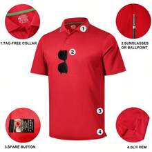 3 Pack Mens Polo Shirts Short Sleeve Performance Moisture Wicking Golf Shirt Athletic Quick Dry Collar Casual Shirts - 黑色+藏青色+紅色 - 查看 3