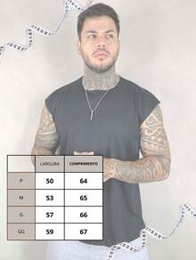 Kit 3 Tank Tops, Stylish Oversized Men's Macho T-Shirt, Bodybuilder, Father's Day - 白色,黑色和灰色 - 查看 9