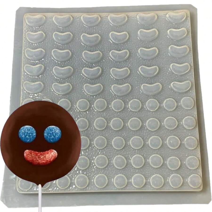 Molde para Gelatina, Chocolate, Jabón o Yeso en forma de Bocas y Ojos de Paleta Payaso. Ideal para Fiestas. Material Resistente y Reutilizable. - Blanco - Ver 1