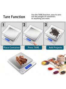 3kg/0.1g Food Scale Precise Grams Kitchen Baking Scale Portable Stainless Steel Surface Easy To Clean Mother's Day Gift - 銀色 - 查看 8