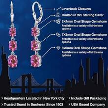 Gem Stone King 3-Stone Leverback Drop Dangle Earrings Women |   925 Sterling Silver |   Gemstone Birthstone |   Oval 8X6MM 7X5MM And 6X4MM |   Fine Jewelry Gifts Her Mom Women Wife - 粉紅色神秘黃玉 - 查看 2