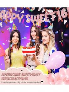Biểu ngữ lấp lánh mừng sinh nhật lần thứ 16, trang trí tiệc sinh nhật lần thứ 16, biển hiệu tiệc sinh nhật lần thứ 16, trang trí tiệc sinh nhật lần thứ 16, tiệc độc thân - Xem 6