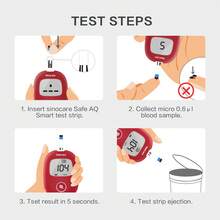 Sinocare AQ Smart Blood Glucose Monitor Diabetes Testing Kit With 100 Strips In Mg/DL - Multicolor - View 2