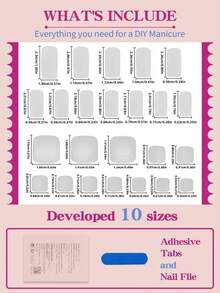 48片/2套方形美甲贴纸，橙色法式美甲，3D波浪线花卉简约风格亮面全覆盖，适合女性和女孩夏季美甲，日常美甲用品 - 彩色 - 查看 4