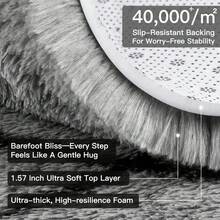 Treeboy Fluffy Rugs Living Room, Grey Area Rugs For Bedroom, Washable Anti Slip Large Shaggy Soft Rug Fluffy Modern Carpets Mat Beside Area Rug For Living Room Kids Room - Grey & Black - View 3