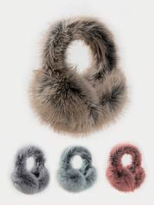 1 قطعة سماعات أذن من الفرو الاصطناعي للنساء، بنسيج جلد PU، دافئة وأنيقة، مناسبة للتزلج والارتداء الخارجي