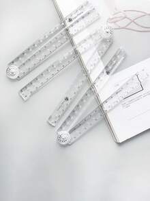 1 pezzo Righello pieghevole trasparente da 30 cm, righello portatile con marcature chiare, righello multifunzione con goniometro per studenti e forniture per ufficio