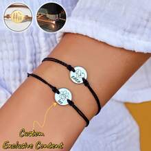 Custom Pet Name Bracelet For Women Personalized Pet Stainless Steel Adjustable Rope Round Bracelet Gift Jewelry