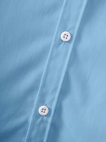 Tween Boy Classic Preppy Casual Party Pageboy Pocket Applique White Formal Long Sleeve Shirt - Baby Blue - View 5