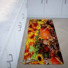 1pc Pumpkin Festival Non-Slip Kitchen Mat, Home Living Room Bedroom Entrance Decorative Washable Plush Carpet