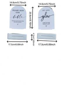 1pc/2pcs Oversized Arched Acrylic Wedding Signs "Bible" "Love Glow" "Guestbook" For Wedding Reception, Guest Book Table, Wedding Decor