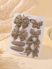 8 件/套极简主义蝴蝶结发夹，波西米亚针织蝴蝶女孩发夹，马尾辫夹，适合节日派对、旅行、时尚发饰套装 - 蝴蝶結髮夾 - 查看 14