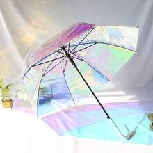 Stained Glass Transparent Umbrella Romantic Poetry Manual Folding Umbrella Princess Umbrella Easy To Carry Birthday Gift Christmas Gift Free Creation Windproof Rain Proof