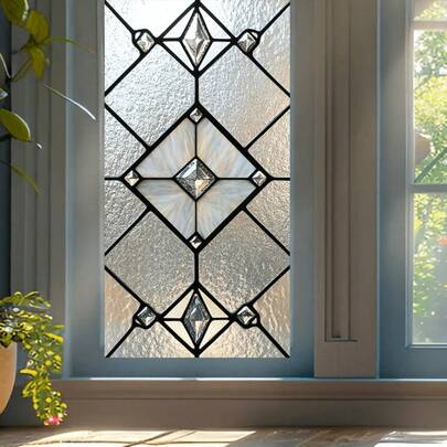 1/3/5/6 件黑钻玻璃窗膜隐私贴纸窗户玻璃贴纸遮阳装饰可移除静电乙烯基贴花