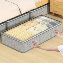 Bed Storage Storage Bag, Transparent Window Clothes And Blanket Storage Bag, Large Capacity Foldable Storage Box, Bed Storage Box With Reinforced Handle Storage Basket - Grey - View 5