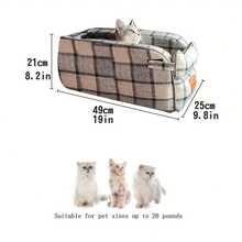 Gorsmoon Pet Car Kennel Seat With Non-Slip Central Console Access - Heavy-Duty Fabric Construction, Contoured Foam Bed & Side Grips - Front Seat Organizer For Small Dogs, Cats - Vehicle Safety & Comfort Travel Carrier, Dog Car Seat, Secure Side Grips