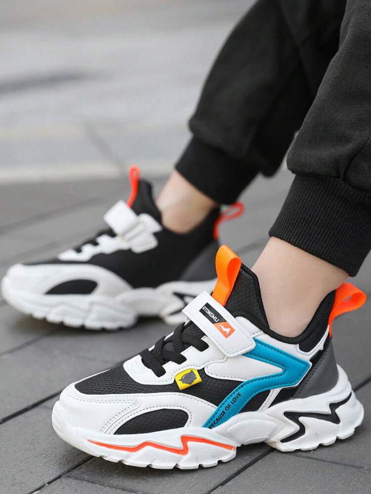 Zapatos De Tenis Deporte Casuales Para Niños Cómoda Transpirvelcro, Running - Negro y naranja - Añade 5