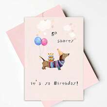 1pc Fun Dachshund Birthday Cards - Dachshund Designed For All Ages - Cartoon Animal Greetings, Greeting Cards With Brown Paper Envelopes - Grey - View 6