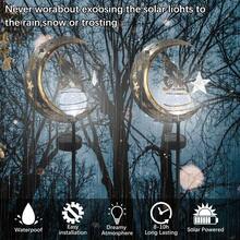 Fairy Angel Solar Moon Post Lamp, Gift For Garden Decoration, Decorative Cracked Glass Ball, Outdoor Art Accessories For Lawn Backyard, Courtyard Landscape Pathway - Rust Brown - View 5