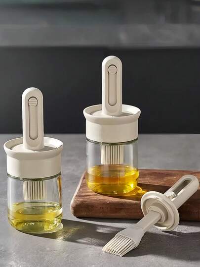 1 Piece Of Mogen Brush Oil Bottle - Leak-Proof And Drip-Proof Design, Easy To Clean, Retractable Direct-Touch Low Bottle, High Temperature Resistant, Suitable For Oil Bottles, Seasoning Bottles, Salad Seasoning, Suitable For Cooking, Barbecue, Grilling, Bread, Omelette, Baking Accessories, Suitable For Home, Kitchen, Outdoor Picnic, Camping, Travel And Restaurant Use, Kitchen Oil Dispenser