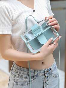 1个清新简约透明果冻包（18*13*6cm），时尚小方包，女士单肩斜挎包，PVC果冻包，简约小包，经典百搭透明包，夏季必备（下单前请确认产品尺寸） - 彩色 - 查看 10