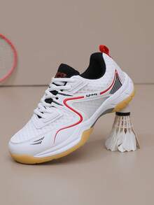 Rubber Sole Non-Slip Sports Shoes For Men & Women, Suitable For Badminton, Volleyball, Tennis, Table Tennis, Running, Travel - Red - View 3