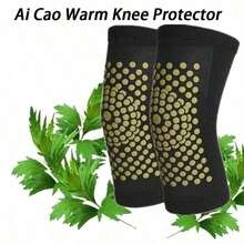 2pcs Warm Knee Pads And Leggings Keep Knees Warm, Circulating Air And Warm, Mugwort Knee Pads Socks - Black - View 4