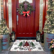 1pc Christmas Tree Pattern Washable Non-Slip Doormat, Suitable For Floor, Bathroom, Living Room, Entryway