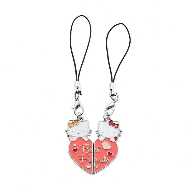 2 buc/set Sanrio Anime Hello Kitty breloc drăguț dragoste KT pisică Splice bijuterii cuplu decorare breloc potrivit cadouri de Crăciun