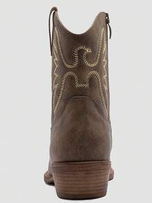 GLOBALWIN Square Toe Cowboy Boots For Women Western Boots With Low Heel Ankle Boots Cow Girls Outfits Women Fall Winter Spring Boots - 棕色 - 查看 7