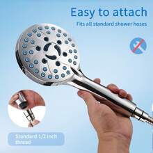 Cabezal de ducha con juego de boquillas de pistola rociadora, 10 etapas de potencia, cabezal de ducha, plateado (cabezal de ducha + manguera de 1,5 m)